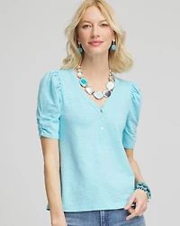 Slub Split Neck Henley Tee