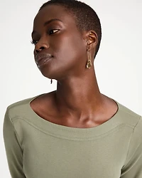 Stretch Cotton Boatneck Tee