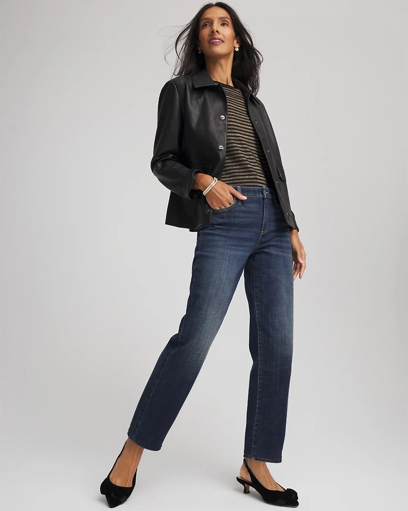 Girlfriend Straight Ankle Jeans