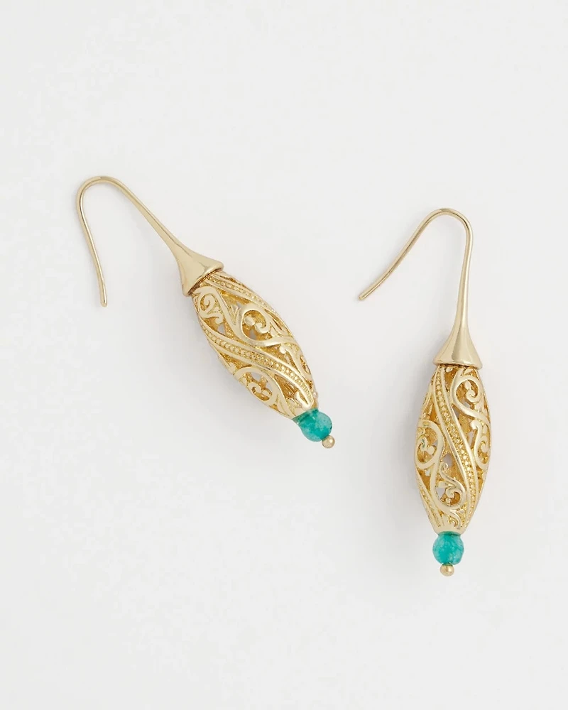Gold Lantern Drop Earrings