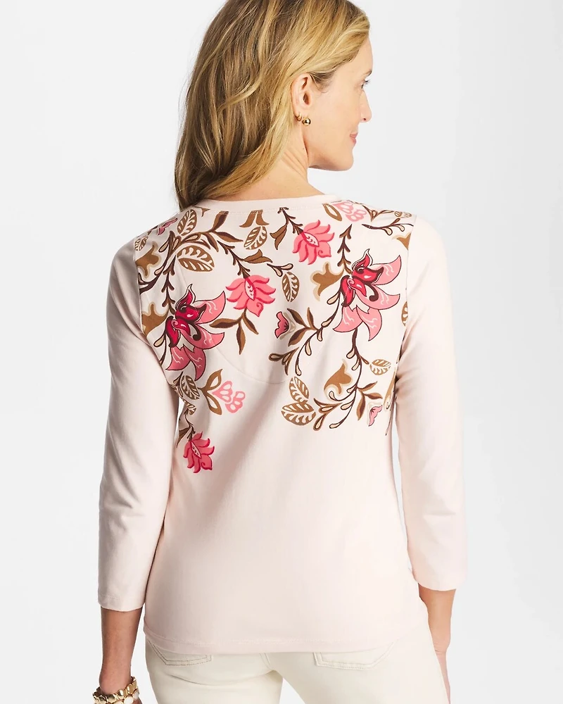 Stretch-Cotton 3/4 Sleeve Perfect Tee