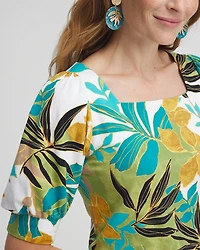 Palm Print Square Neck Top