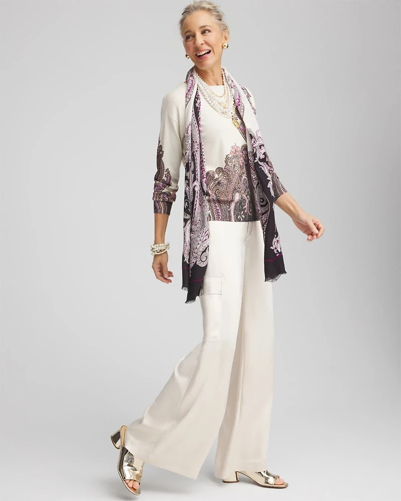 Metallic Paisley Pullover Sweater