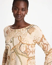 Ella Bateau Neutral Print Pullover Sweater