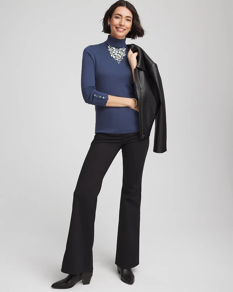 Ella Button Cuff Turtleneck Sweater