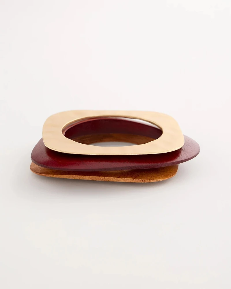 Asymmetrical Bangle Set of Three