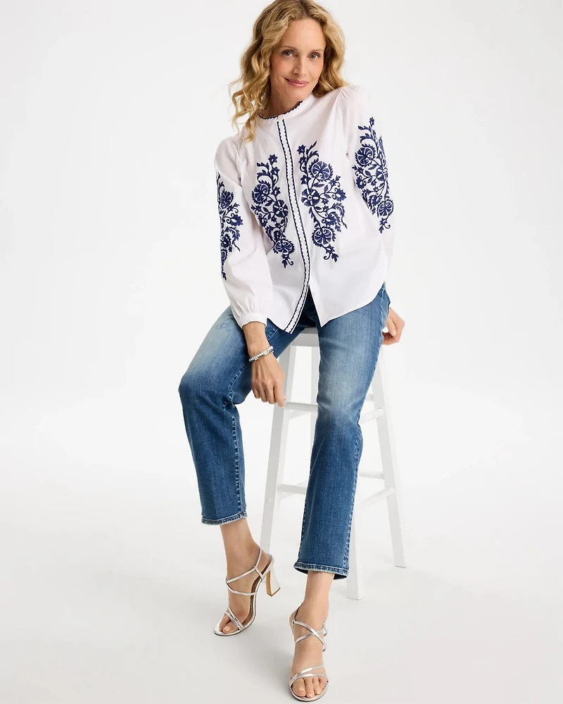 Cotton Voile Embroidered Blouse