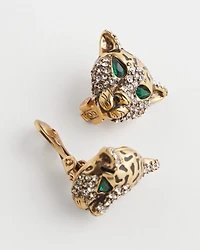 Green Eyed Leopard Clip-On Earrings