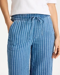 Gauze Striped Wide Crop Jean
