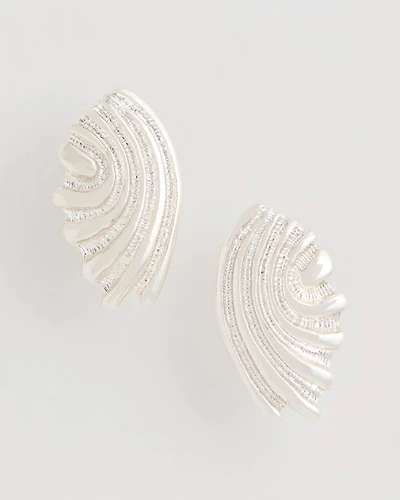 Silvertone Shell Clip-On Earrings