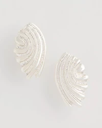 Silvertone Shell Clip-On Earrings