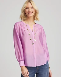 Tencel-Blend Sheer Blouse