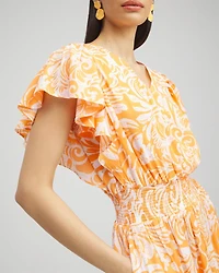 Flutter Sleeve Tiered Maxi Dress