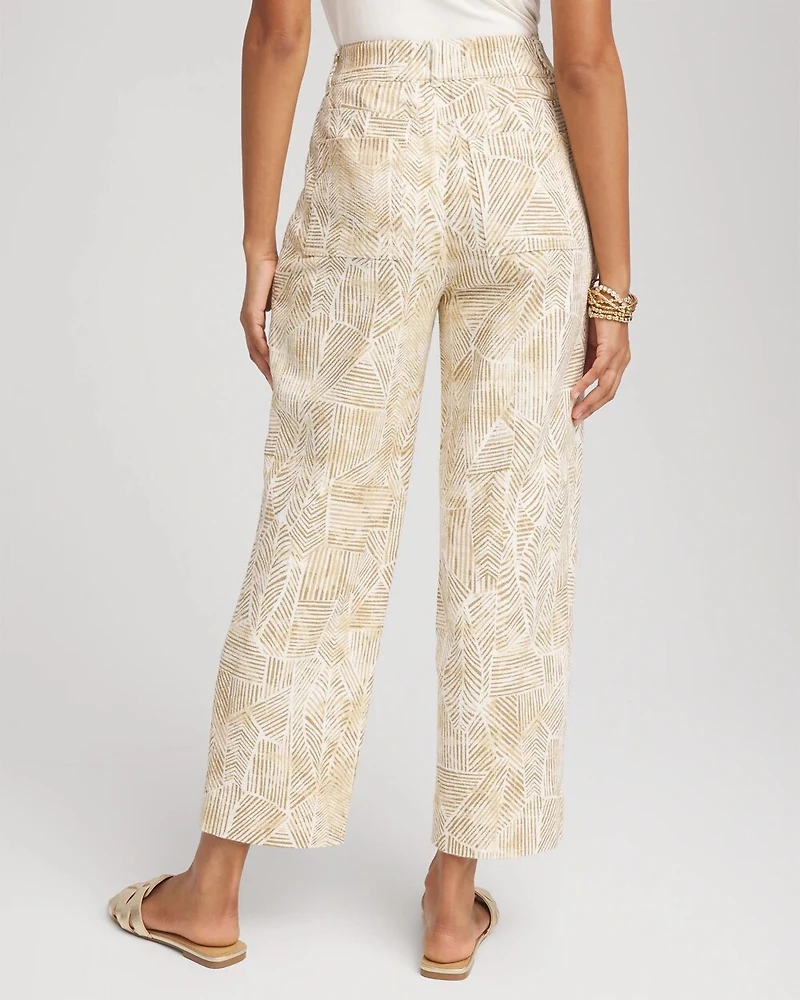 Printed Cropped Straight-Leg Pants