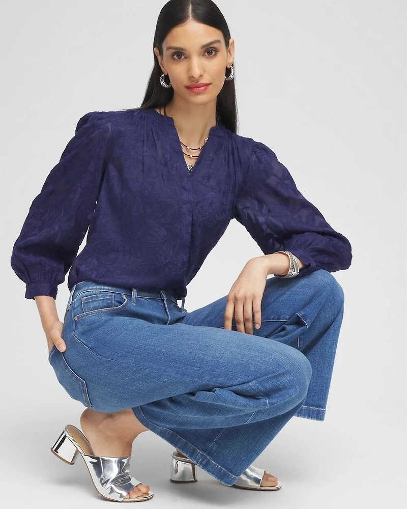Chiffon Embroidered Shirt