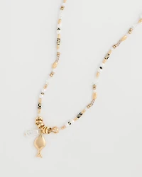 Coral Jade Stone Charm Necklace