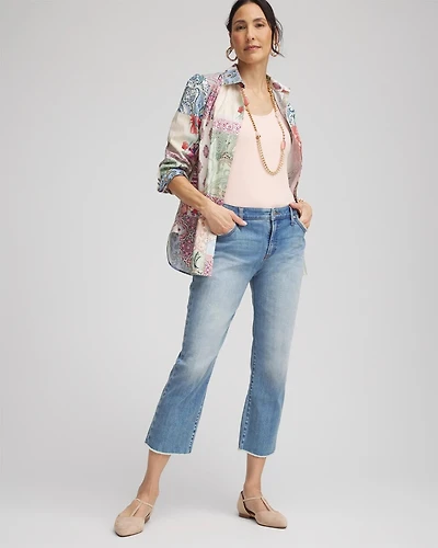 Girlfriend Frayed Cropped Jeans