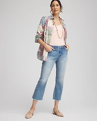 Girlfriend Frayed Cropped Jeans
