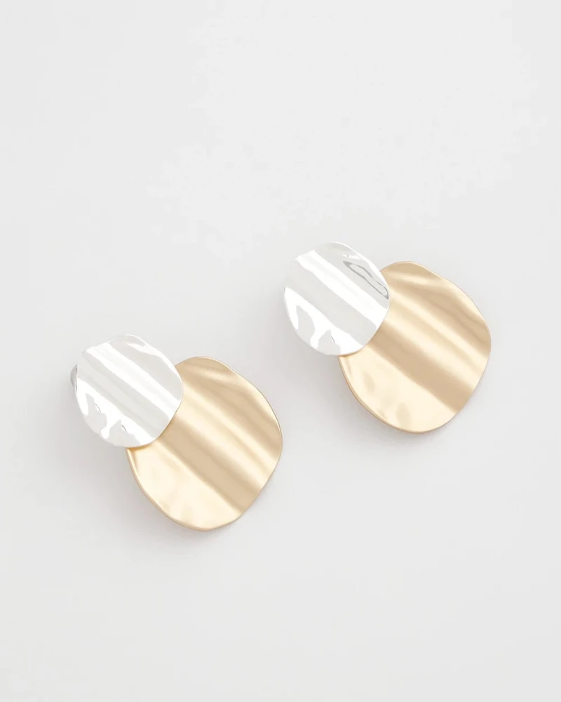 Crinkle Mixed Metal Earrings