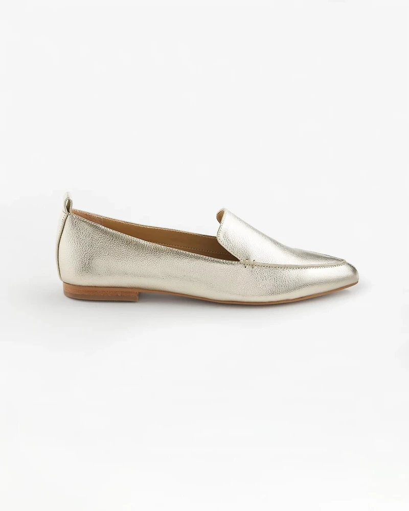 Gold Metallic Leather Loafer