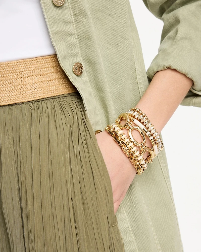 White Gold Slice Stretch Bracelet