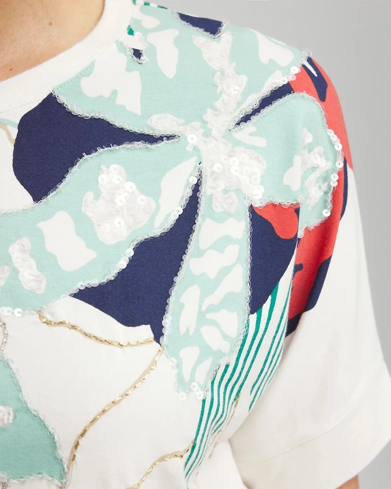 Touch of Cool™ Floral Artisan Sequin Tee