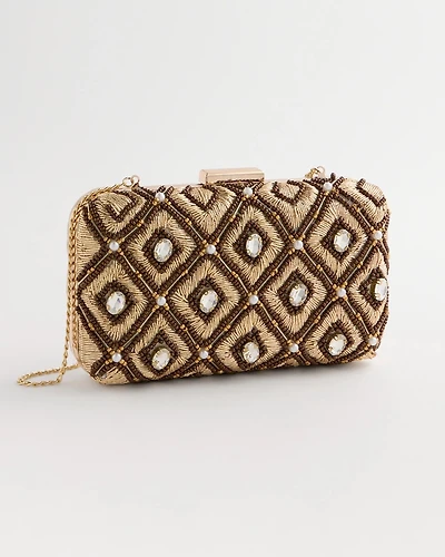 Neutral Embellished Clutch