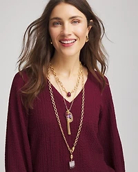 Convertible Three-Strand Stone Pendant Necklace