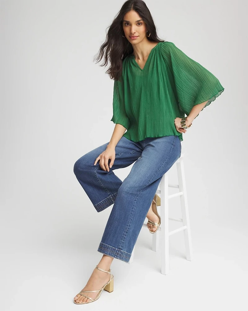 Textured Pleated Chiffon Blouse