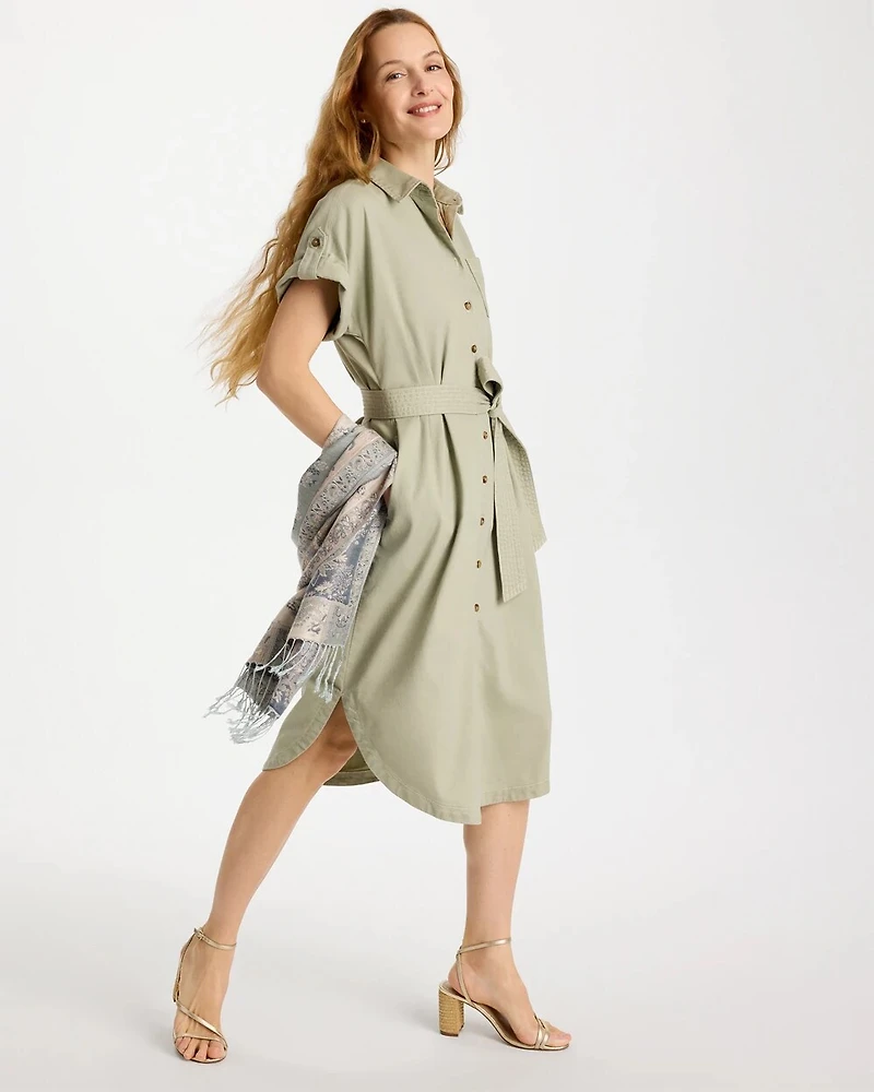Dolman Tie Hemp Denim Shirtdress