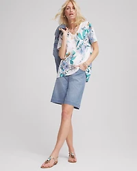Floral Short Sleeve Forward-Seam Tee