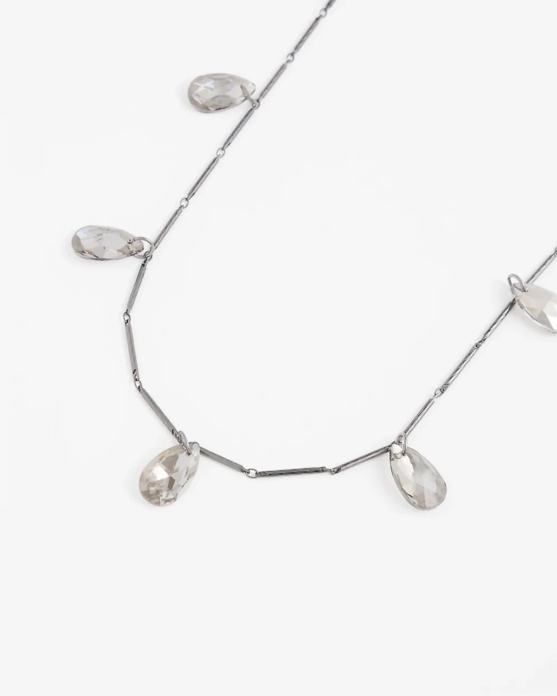 Hematite Teardrop Long Necklace