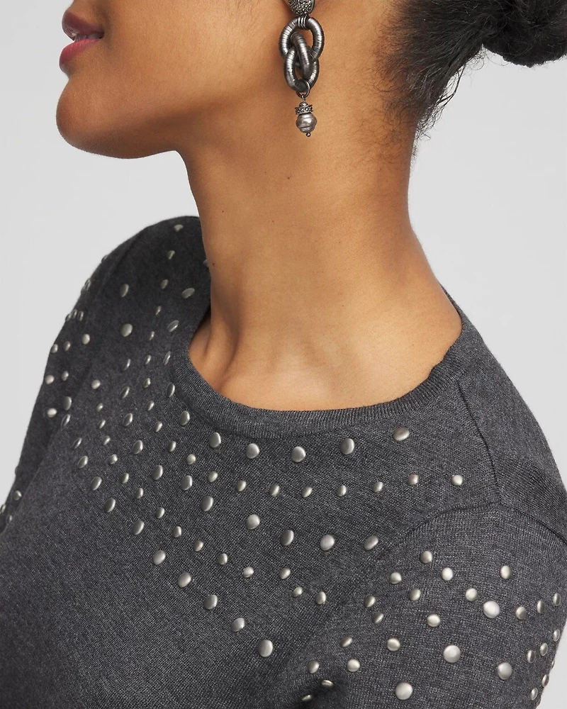 Studded Crewneck Sweater Tunic