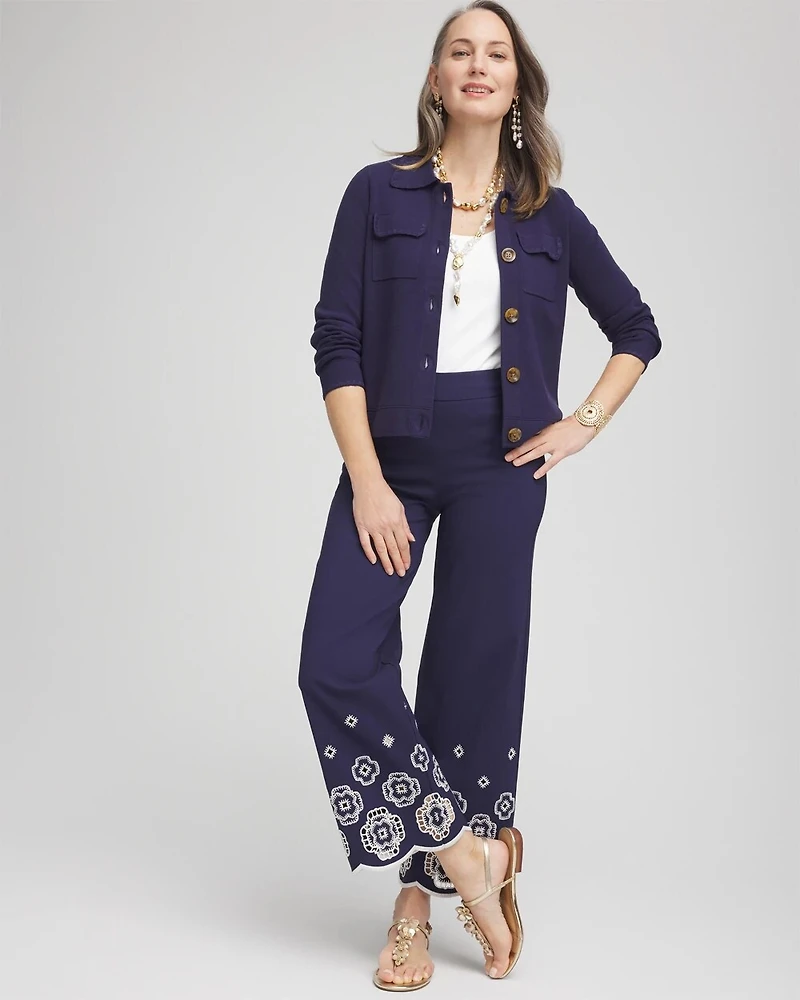 Brigitte™ Embroidered Wide-Leg Cropped Pants