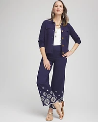 Brigitte™ Embroidered Wide-Leg Cropped Pants