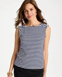 Cotton Striped Button Tee