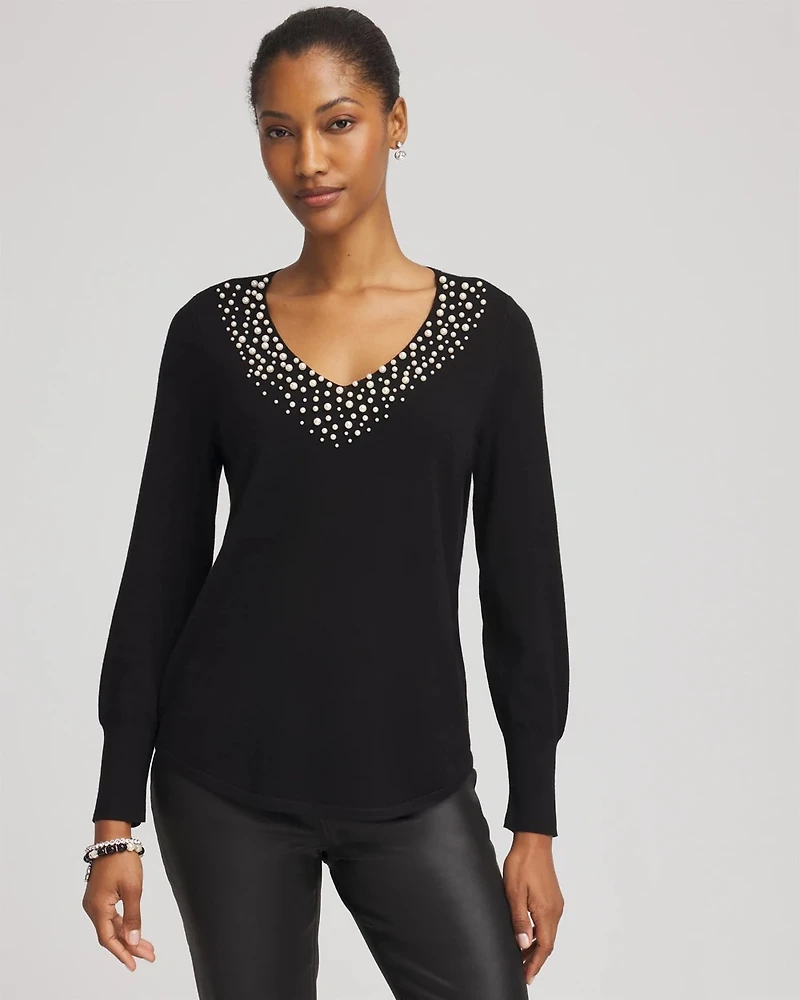 Ella Embellished V-Neck Sweater