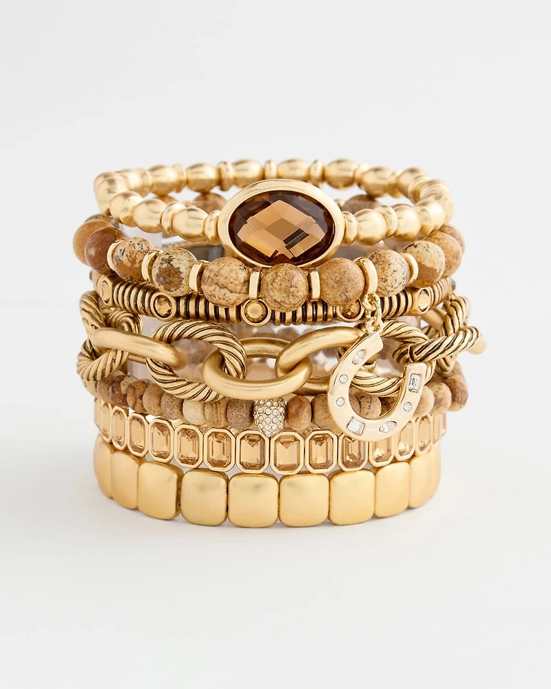 Genuine Jasper Stone Slice Pave Bracelet