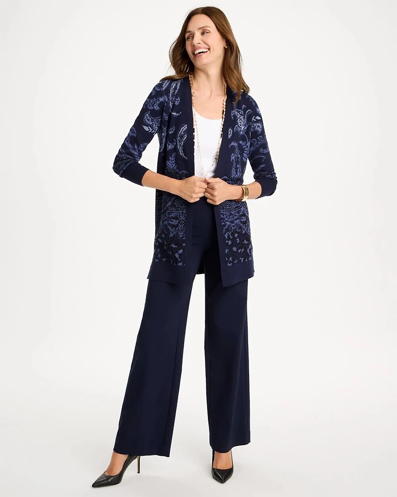 Ella Jacquard Open-Front Cardigan