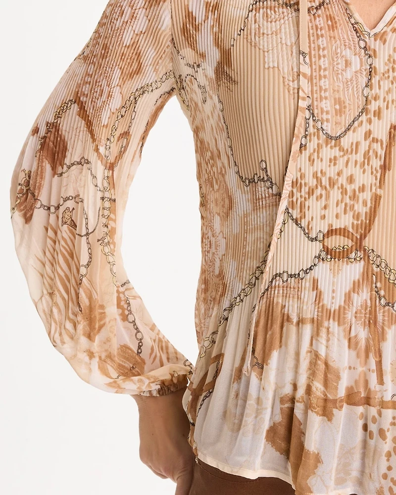 Georgette Pleated Popover Blouse