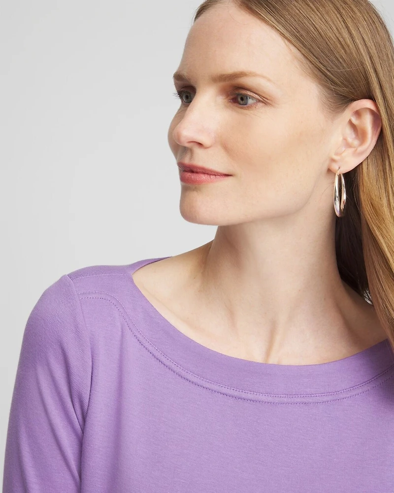 3/4 Sleeve Bateau Neck Tee