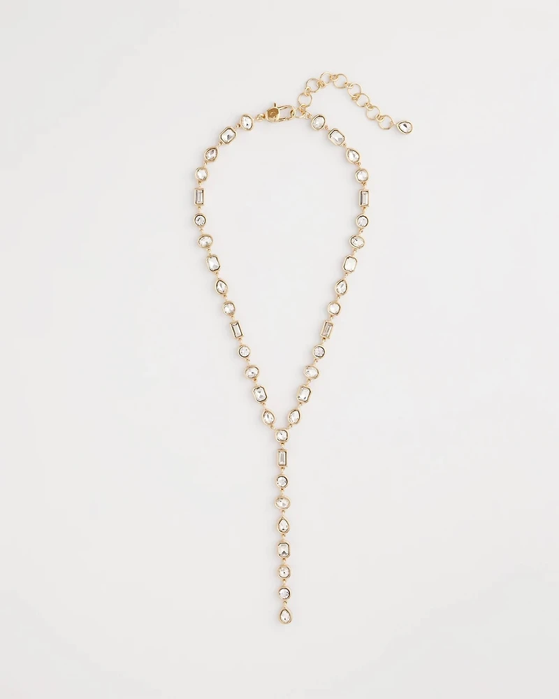Bezel Set Goldtone Y-Necklace