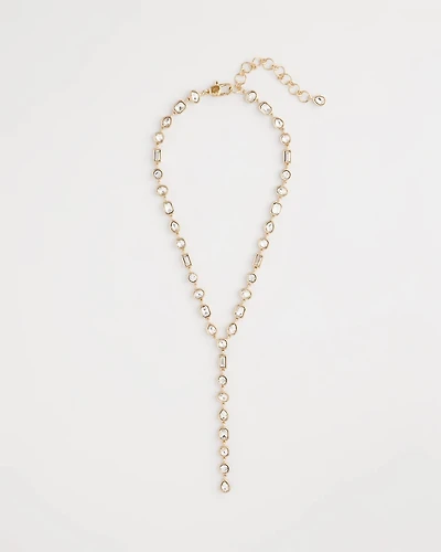 Bezel Set Goldtone Y-Necklace