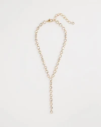 Bezel Set Goldtone Y-Necklace