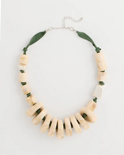 Neutral Resin Green Cord Necklace