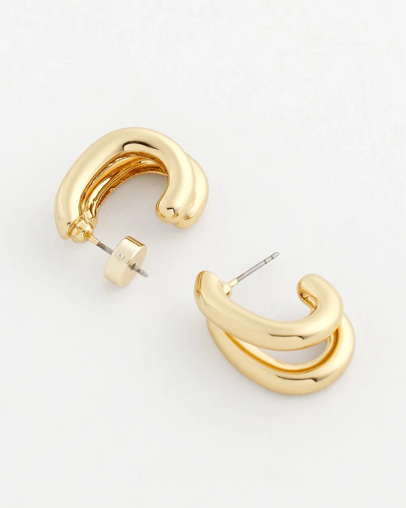 No Droop® Goldtone Double Hoop Earrings