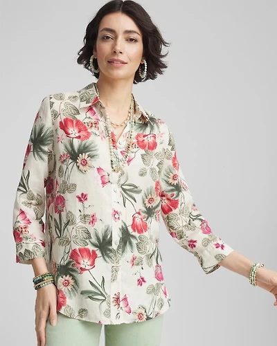 No Iron™ Garden Floral Linen Shirt