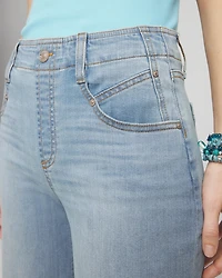 Pull-On Wide-Leg Cropped Jeans