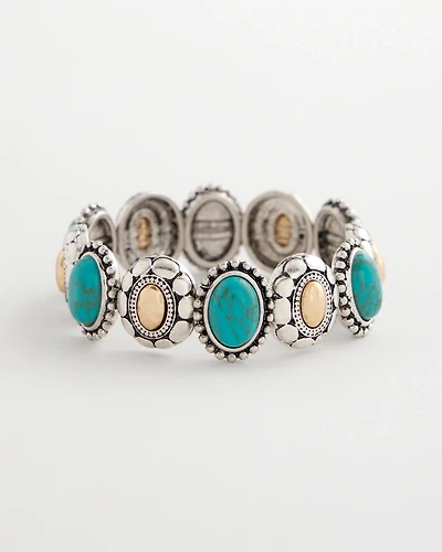 Turquoise Mixed Metal Stretch Bracelet
