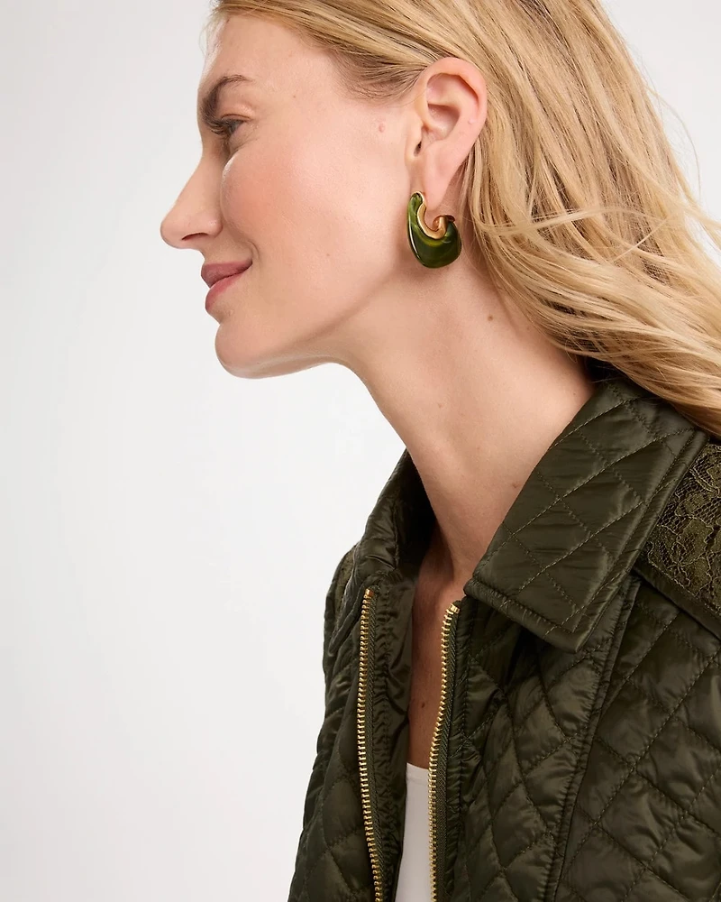 Green Resin Hoop Earrings